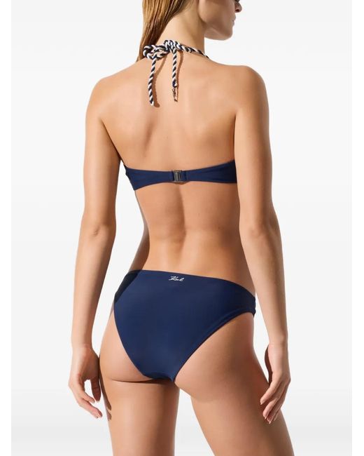 Karl Lagerfeld Blue Bikini Panties With Two-Color Cord