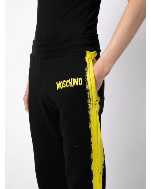 Moschino Black Logo-Print Track Pants for men