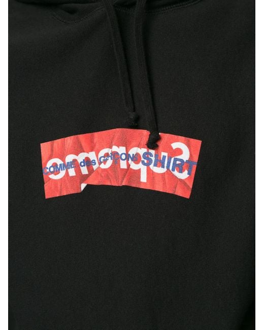 Supreme Black X Commes Des Garçons Logo-Print Hoodie for men