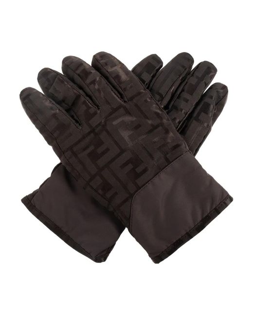 Fendi Black Monogram Gloves