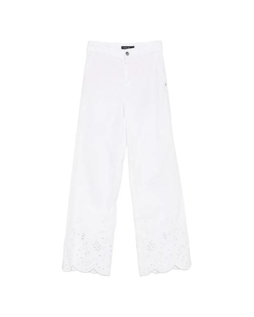 Marc Cain White Scalloped-Hem Straight Jeans