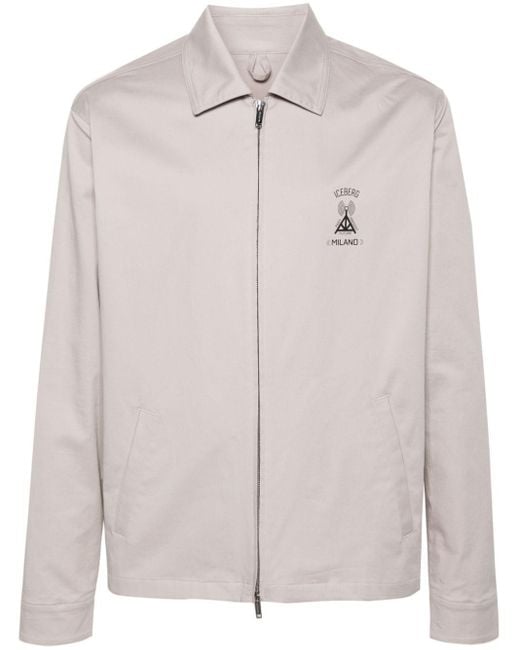 Iceberg Gray Zip-up Twill Shirt Jacket for men