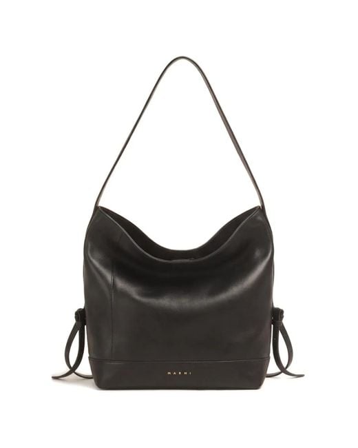 Marni Black Leather Pod 2.0 Small Shoulder Bag