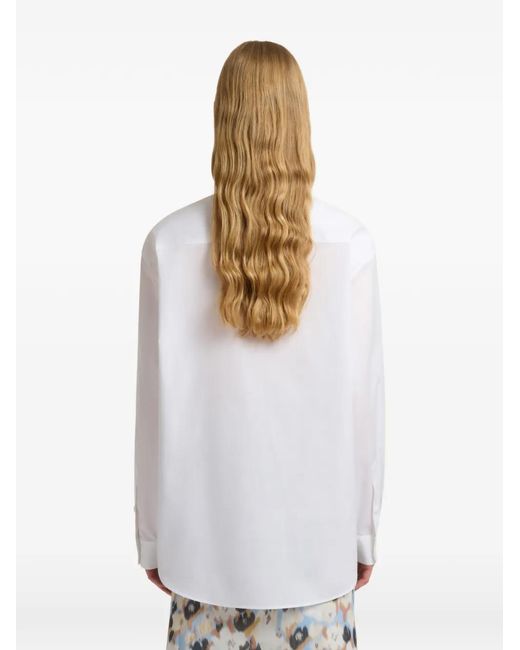 Marni White Poplin Shirt With D-Ring Neck Strap