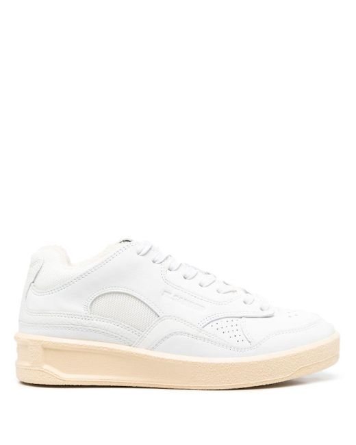 Jil Sander Leather Debossed-logo Low-top Sneakers in White | Lyst UK