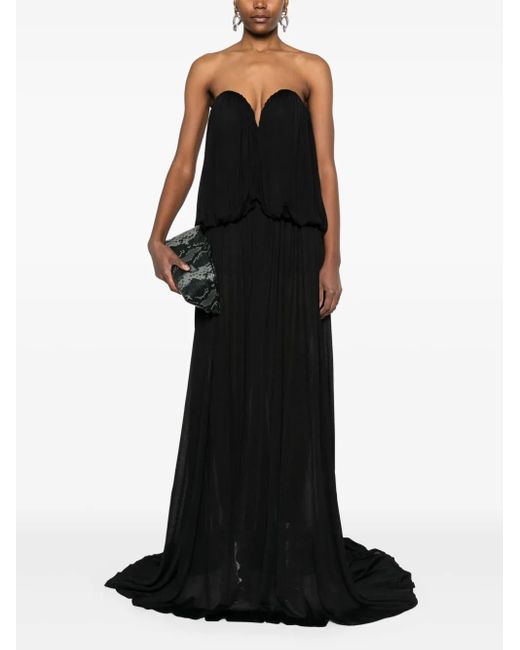 GIUSEPPE DI MORABITO Black Drape-Detail Maxi Dress