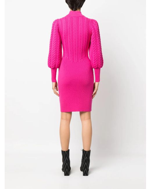 Philipp Plein Pink Cable-Knit High-Neck Dress