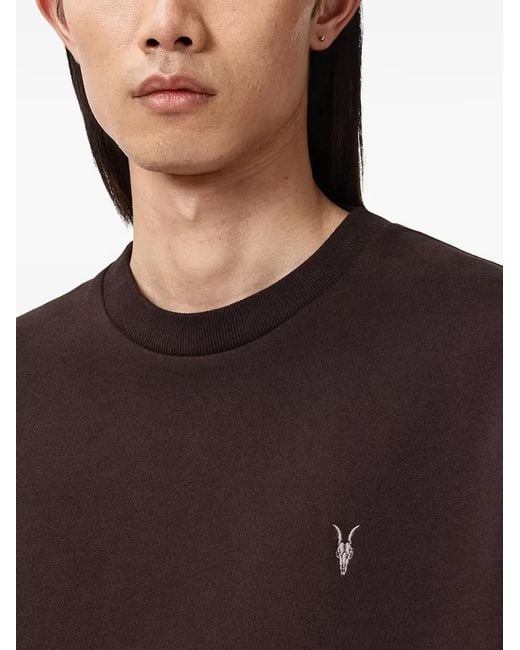 AllSaints Brown Asher Ramskull Logo Sweater for men