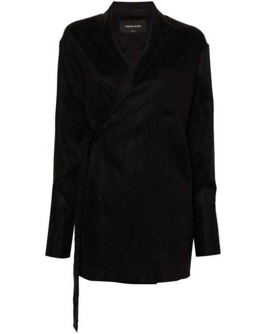 Fabiana Filippi Black Linen Wrap Jacket