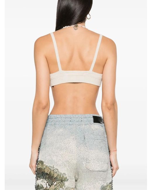 Alanui Natural Ribbed Triangle Bralette