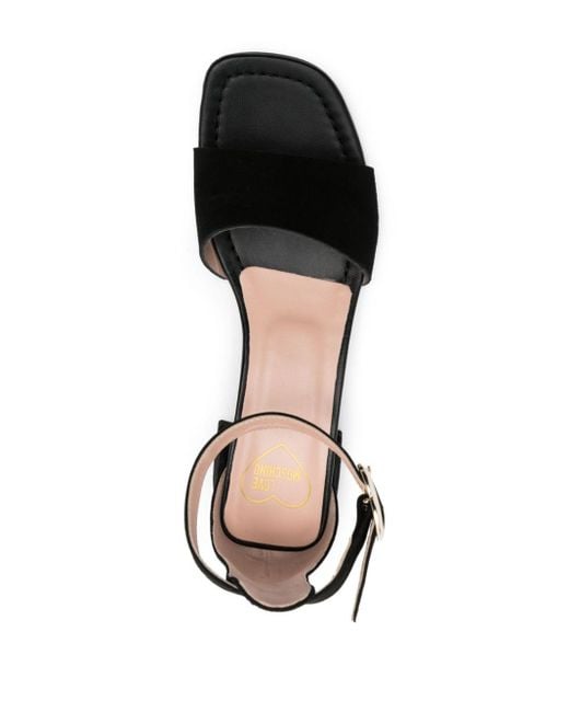 Love Moschino Black 45mm Logo-buckle Suede Sandals