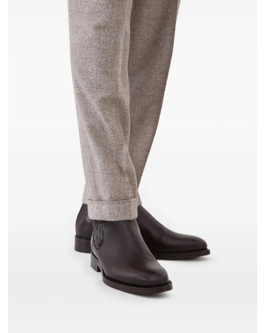Brunello Cucinelli Black Leather Chelsea Boots for men