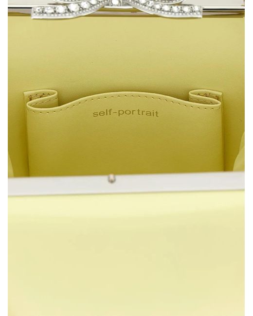 Self-Portrait ラインストーンリボン ハンドバッグ Yellow