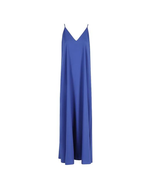 Gianluca Capannolo Blue Robe Longue Rosie À Col V