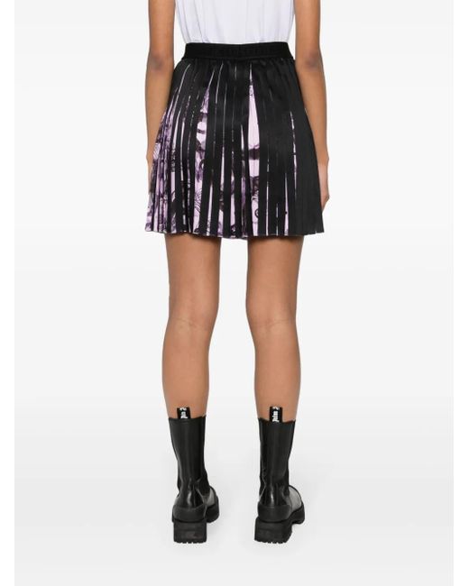 Versace Jeans Couture Black Watercolour Barocco Pleated Mini Skirt