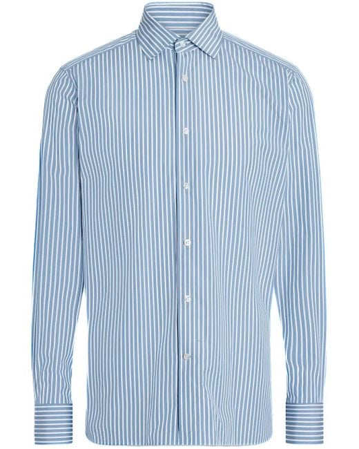 メンズ Zegna Centoventimila ストライプコットンシャツ Blue