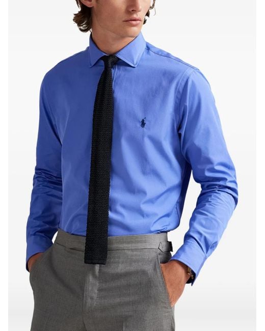 Polo Ralph Lauren Blue Embroidered-Logo Shirt for men