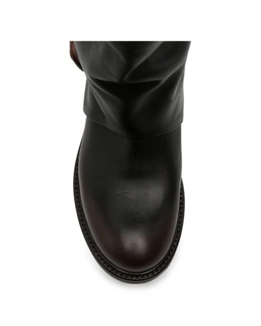 METISSE Black Buckle-Fastening Leather Boots