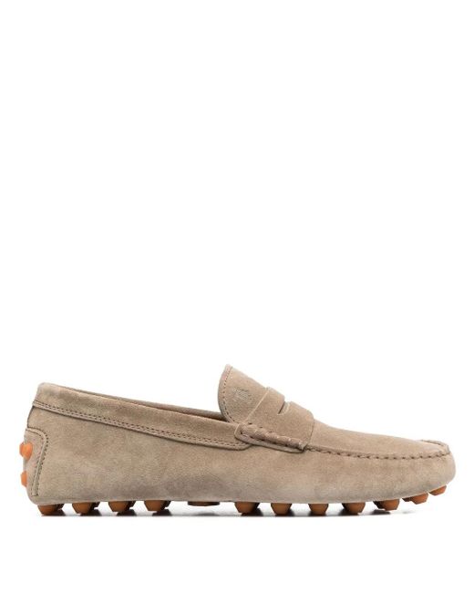 Tod's Natural Suede Penny Loafer Driving Shoes for men