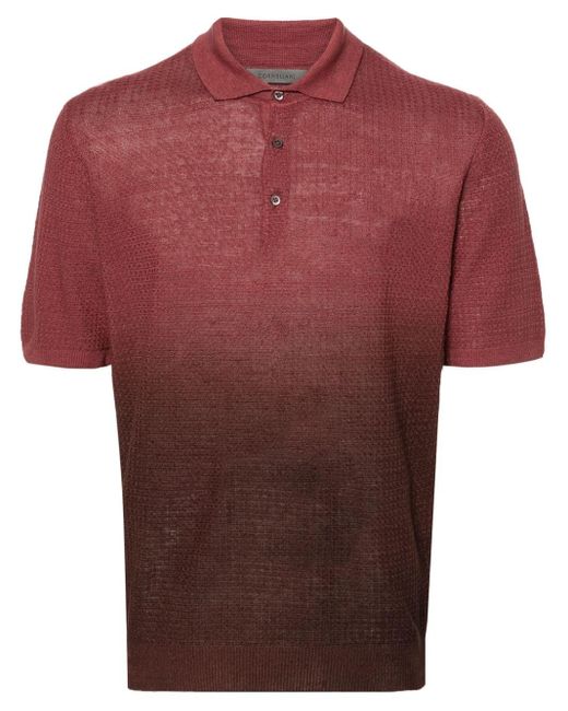 Corneliani Red Ribbed-knit Polo Shirt for men