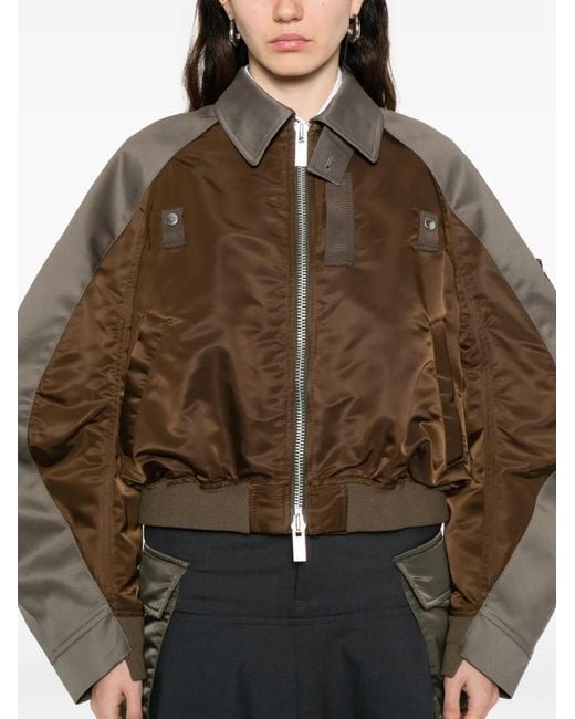 Sacai Brown Zip Bomber Jacket