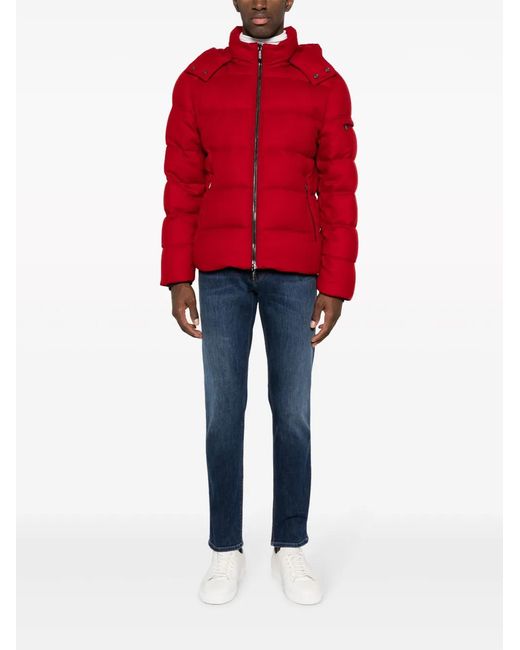 Moorer Red Brett Hooded Down Jacket for men