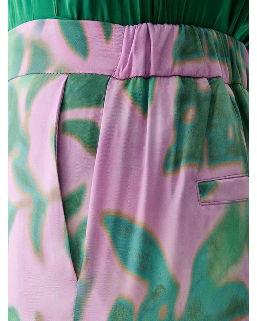 Morgan Green Floral-Print Trousers