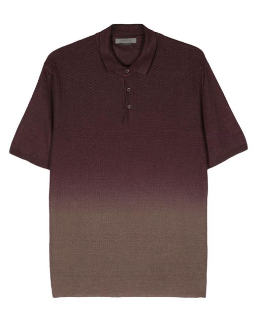 Corneliani Red Ombré Linen Polo Shirt for men