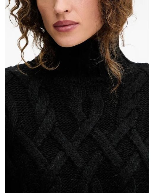 Silvian Heach Black Cable-Knit Roll-Neck Sweater