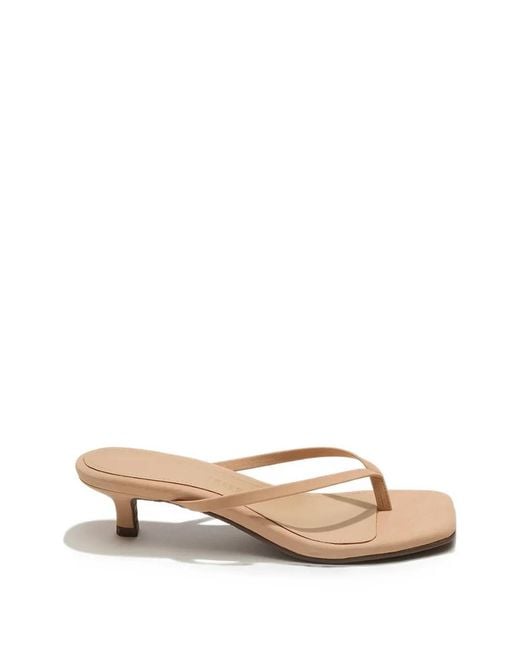 TKEES Natural Julia Square-Toe Leather Sandals