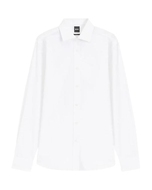 Boss White X David Beckham Joe Tailored Long-Sleeve Shirt for men