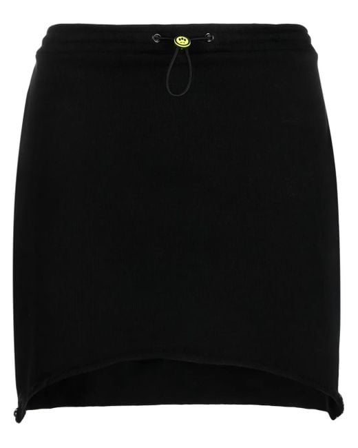 Barrow Black Drawstring-Fastening Cotton Miniskirt