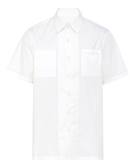 Prada White Triangle-logo Short-sleeve Shirt for men