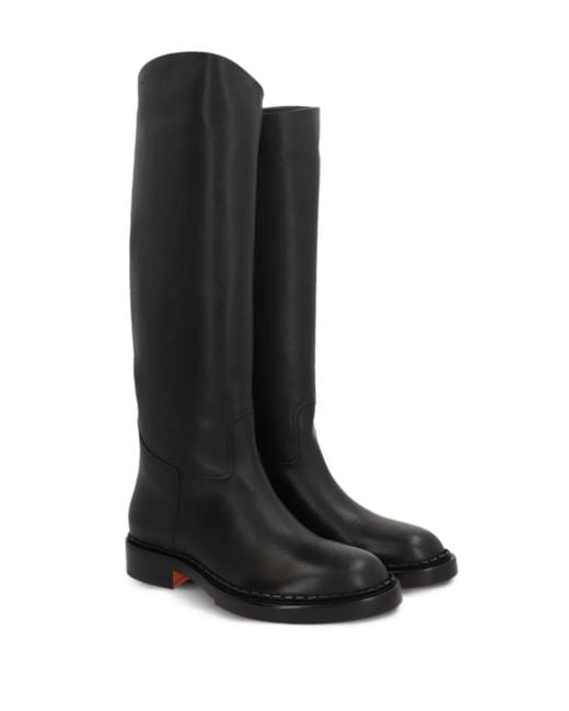 Santoni Black X 10 Corso Como Leather Boots