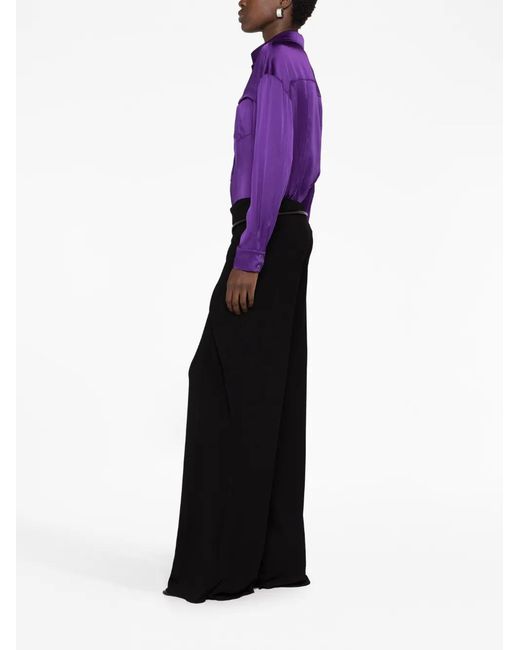 Tom Ford Black Cut-out Wide-leg Silk Trousers