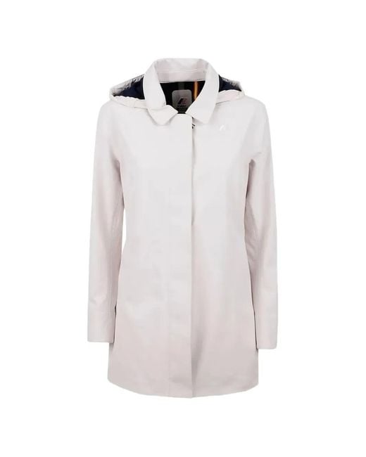 K-Way White Mathy Bonded Hooded Coat