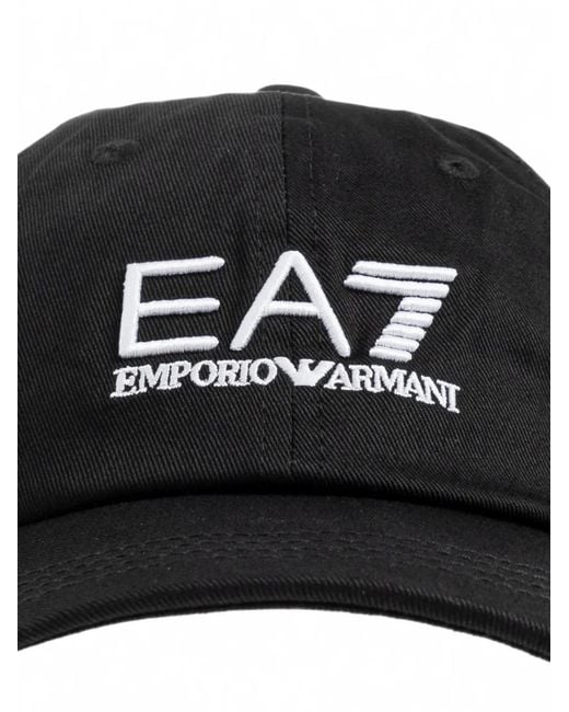 EA7 Black Logo-Embroidered Baseball Cap