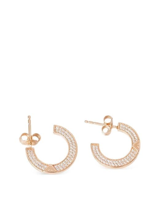 Emporio Armani Metallic Crystal-Embellished Hoop Earrings