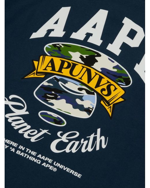Aape By A Bathing Ape Blue Graphic-Print T-Shirt for men