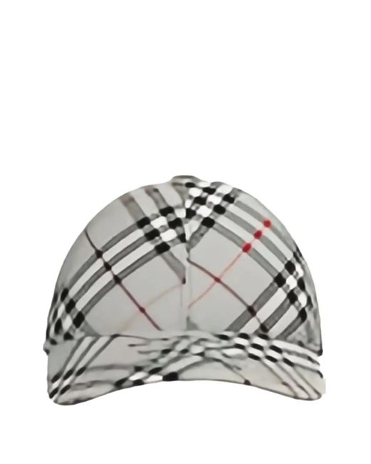 Burberry Gray Check-Pattern Embroidered Cap for men