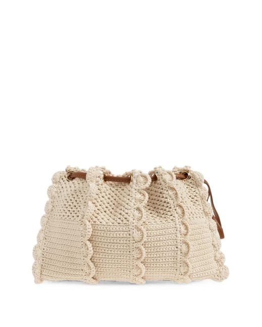 Ulla Johnson White Adria Small Ruffled Crochet Clutch Bag