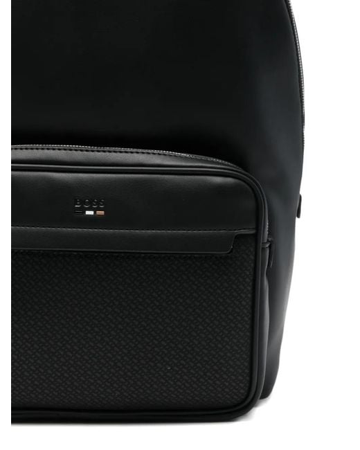 Boss Black Zip-Pocket Backpack for men
