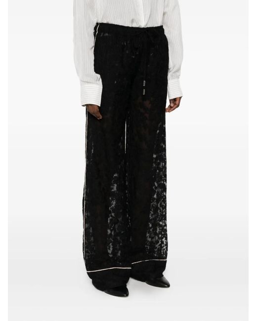 Ermanno Scervino Black Lace-Trimmed Trousers