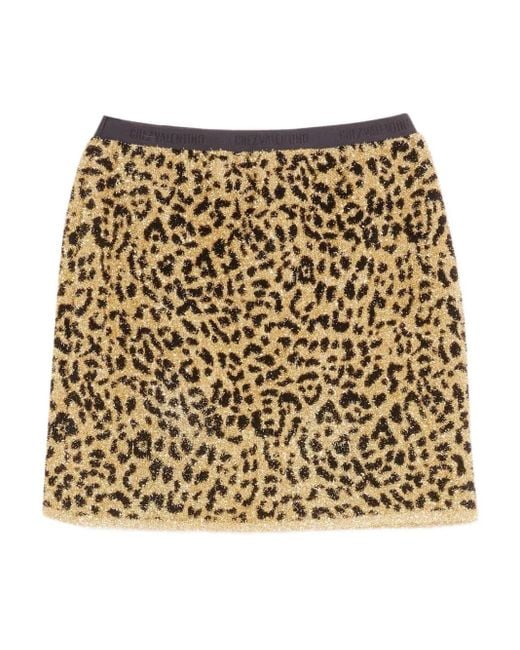 Valentino Garavani Metallic Jacquard Animal Print Lurex Knit Short Skirt