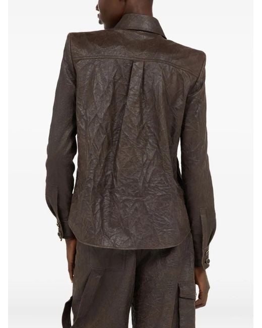 Roberto Cavalli Black Geknöpftes Hemd Aus Leder