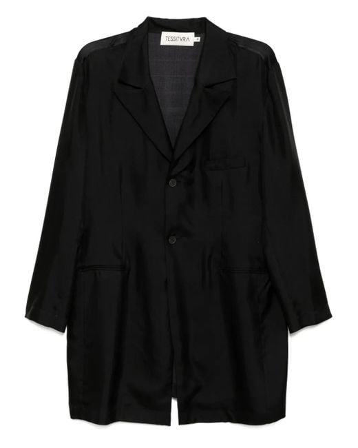 メンズ Tessitura Body Couture プリント シルクコート Black