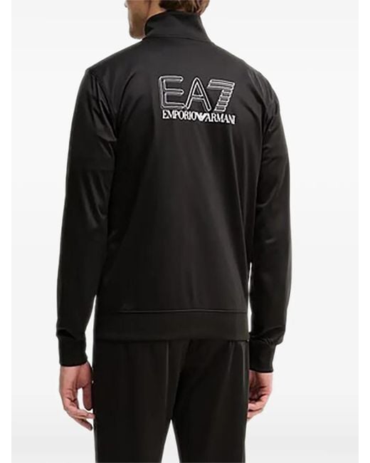EA7 Black Logo Zip Sweatshirt for men