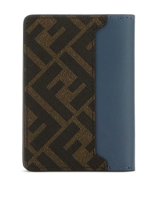 Fendi Blue Zucca-Pattern Cardholder for men