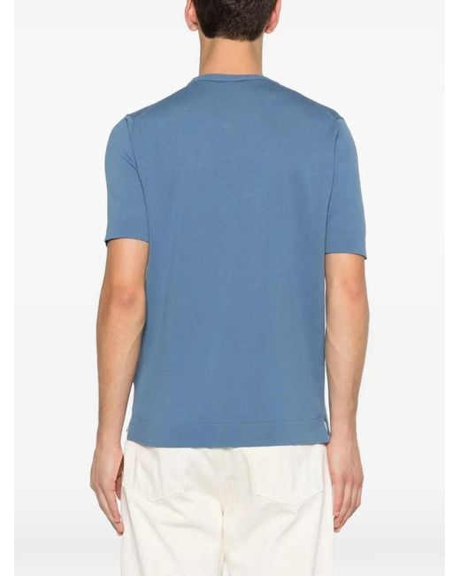 FILIPPO DE LAURENTIIS Blue Crew Neck T-Shirt for men