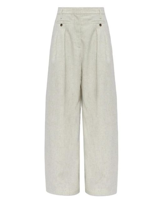 Pantalones Con Botones Y Pliegues Munthe de color White